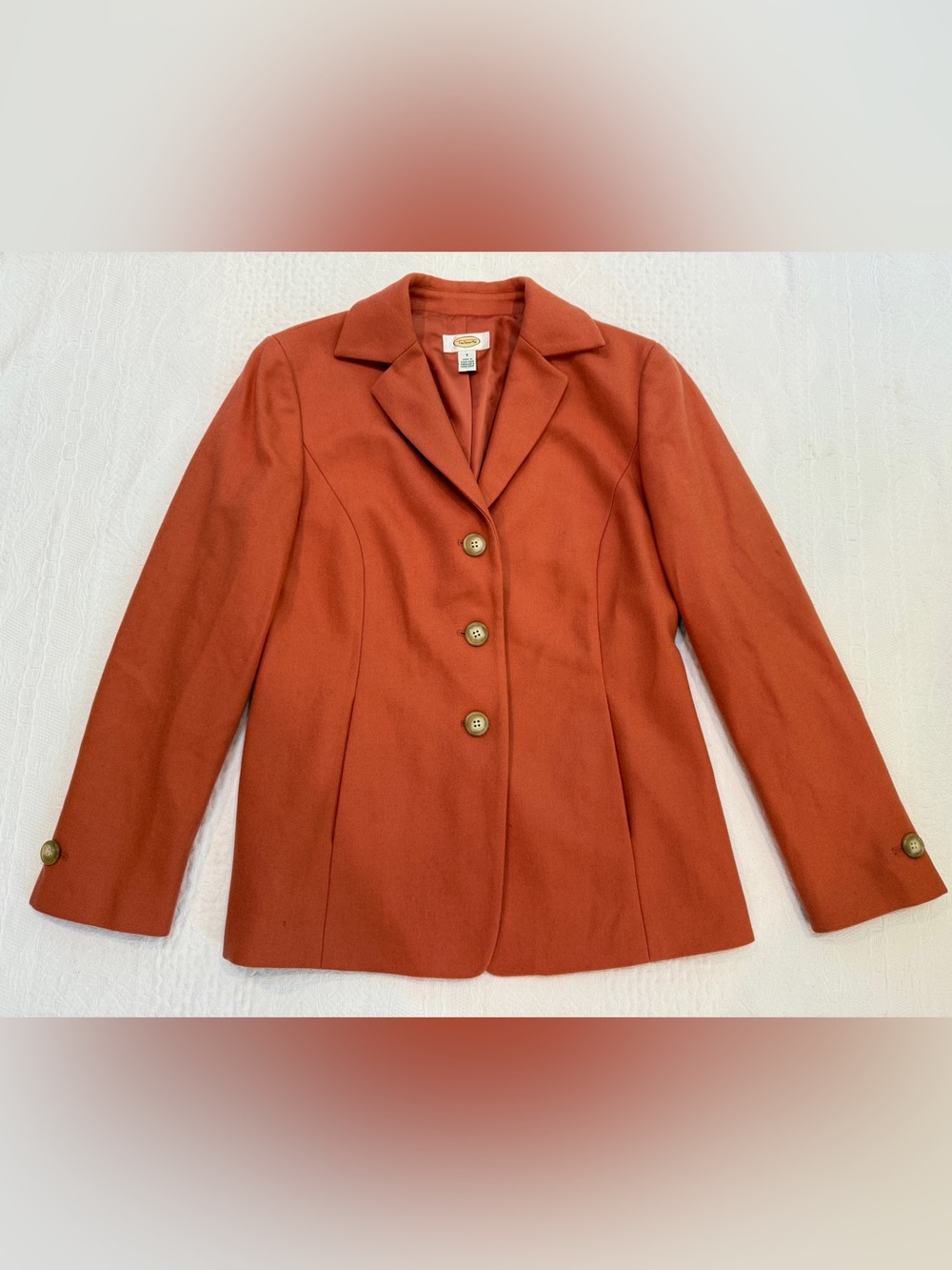 Talbots Wool Cashmere Blazer Jacket Orange Women’s Size 8